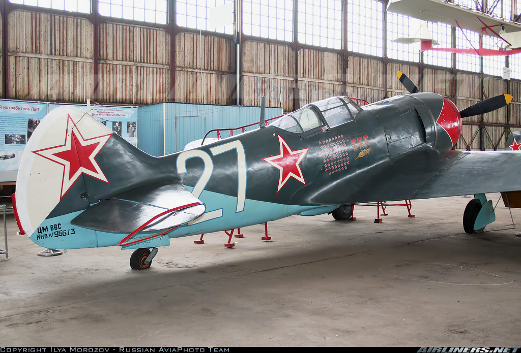 Lavochkin La-7 está en exhibición en el Central Air Force Museum en Monino, Moscú
