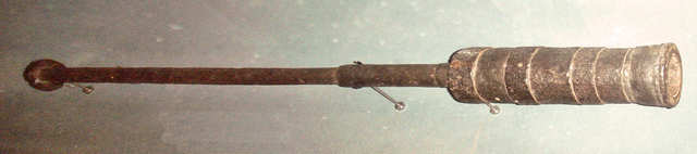 Una bombarda de mano usada en Centroeuropa hacia el año 1200 D.C.