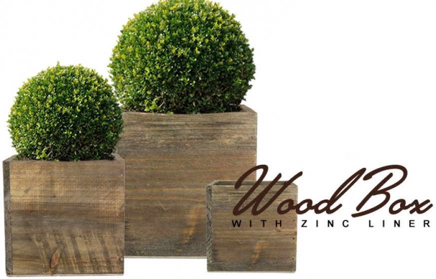 Our wooden box vases will not distract from your creative topiary displays