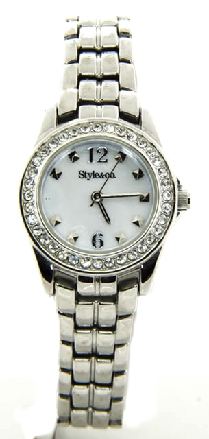 STYLE\u0026CO SC1058 SILVER TONE MOP DIAL 