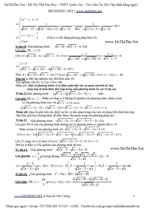 Sử dụng lượng liên hợp giải phương trình vô tỷ ( chứa căn )