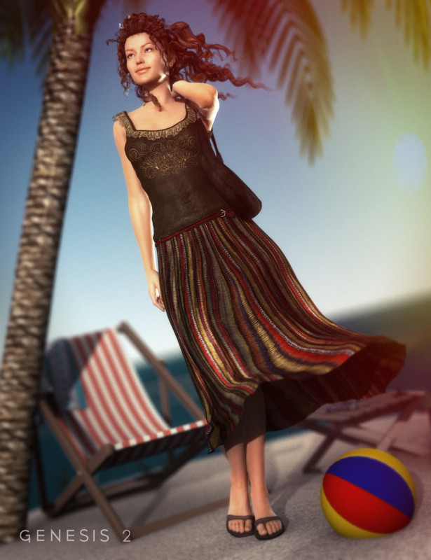 00 daz3d maxi skirt outfit and purse for genesis