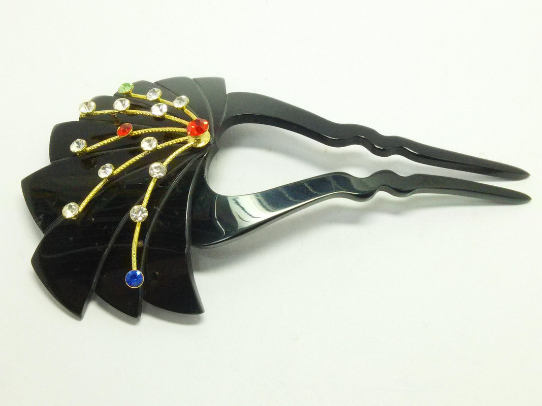 Beautiful Japanese KANZASHI Kimono Hairpin Hair Ornament Black from